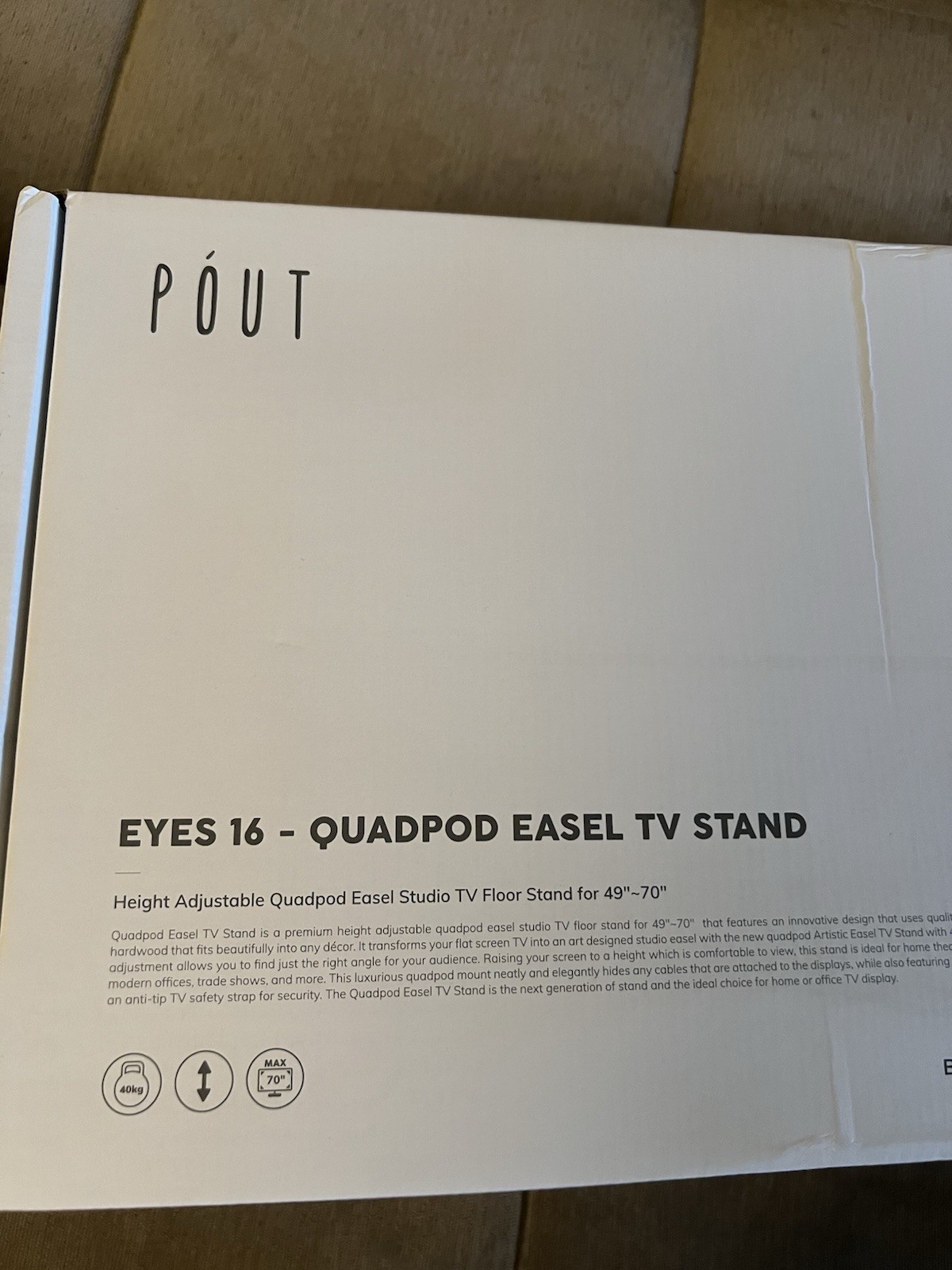 P&Oacute;UT EYES 16 Quadpod Easel TV Stand, Black & Walnut, 49"-70