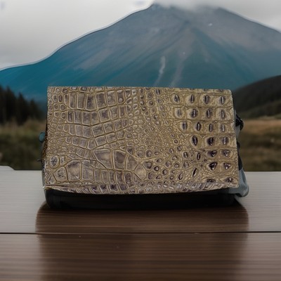 New B May Bags Embossed Crocodile Leather Clutch