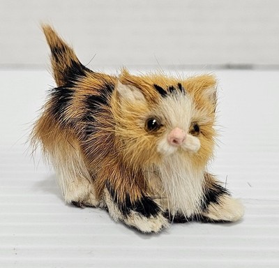 Real Fur Tiger Striped Cat Kitten Figurine Chatzky Vintage