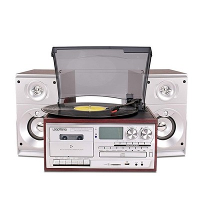 LoopTone Vinyl Record Player with Dual 15W External Speakers 9 in 1 3 Speed B...
