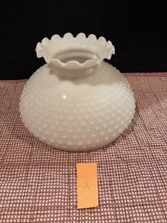 10" White Milk Glass Hobnail Student Oil Lamp Shade