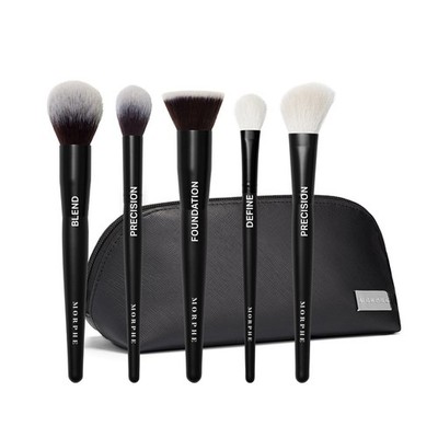 Morphe Face The Beat Makeup Brushes - 5 Piece Brush Set with Black 