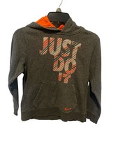 Nike Youth S M Sweatshirt Hoodie Gray Orange Just Do it Cotton Blend