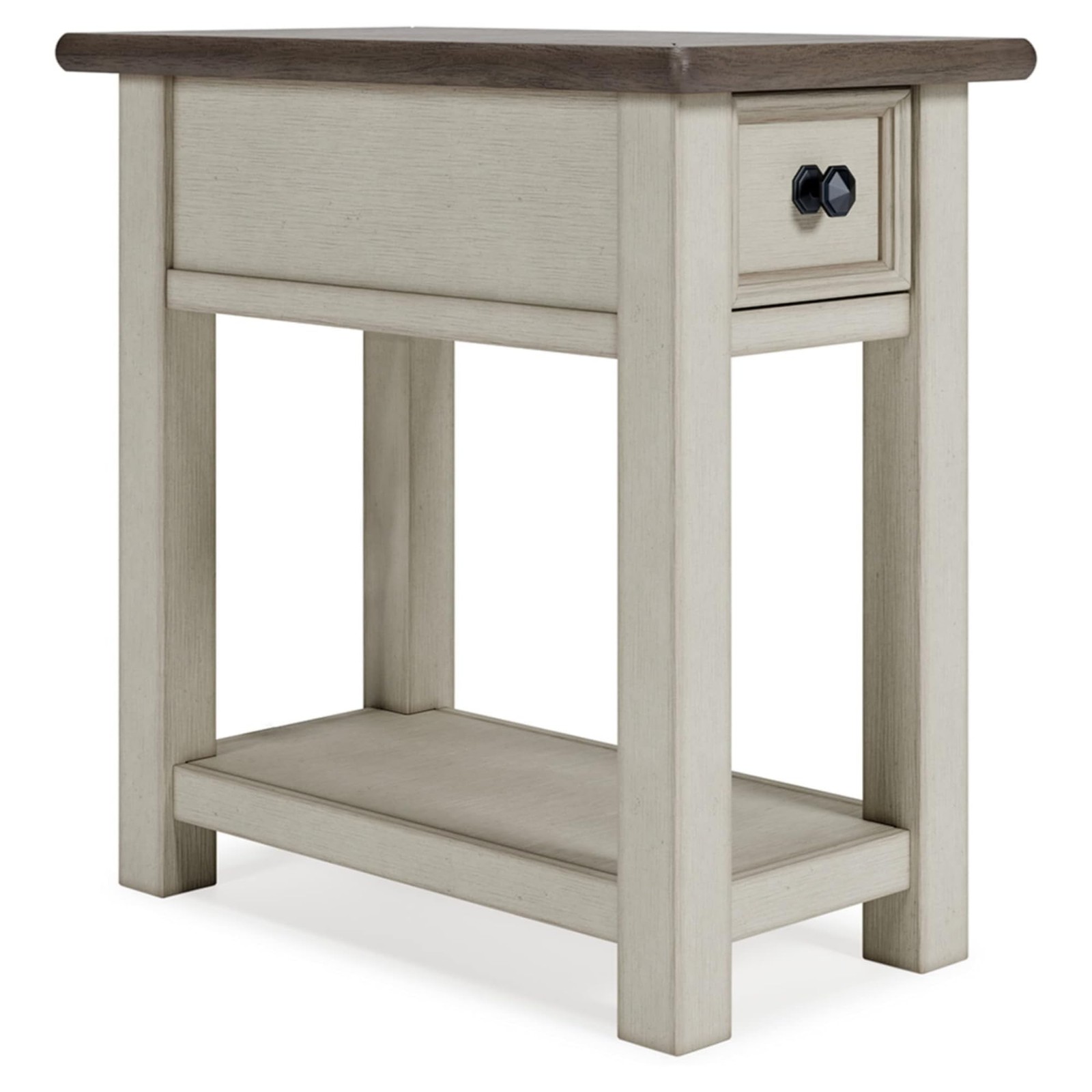 Side End Table , Usb Charging Ports, Drawer, Oak Wood, 14" W