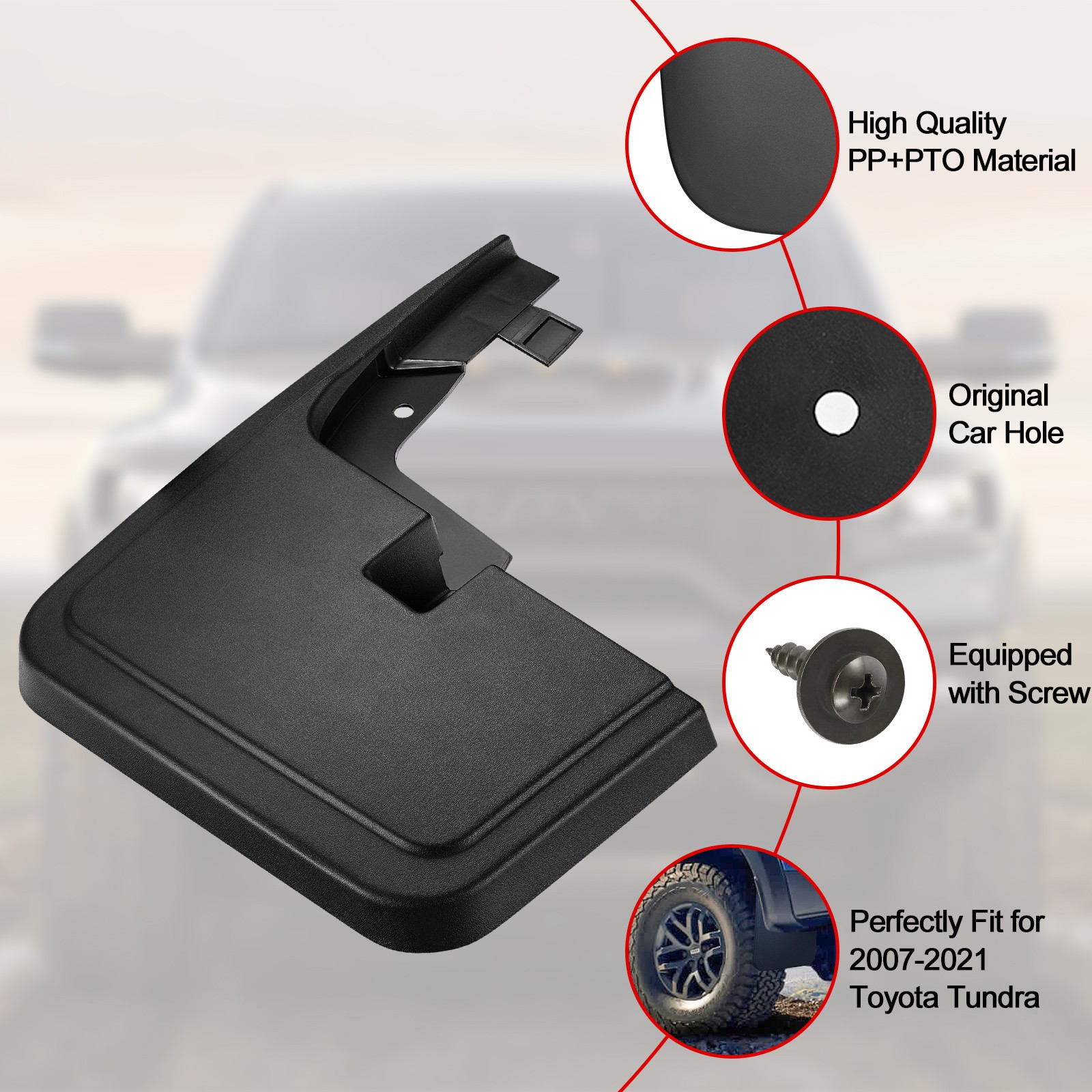 4Pcs Front & Rear Mud Flaps Splash Guards Mudguard For Toyota Tundra 2007-2021