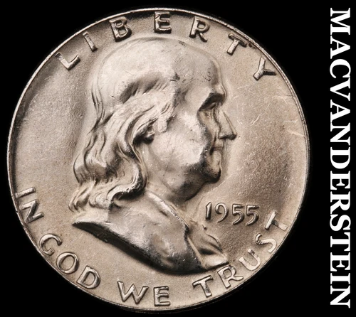1955 Silver Franklin Half Dollar-Choice Gem Brilliant Unc No Reserve #i2708