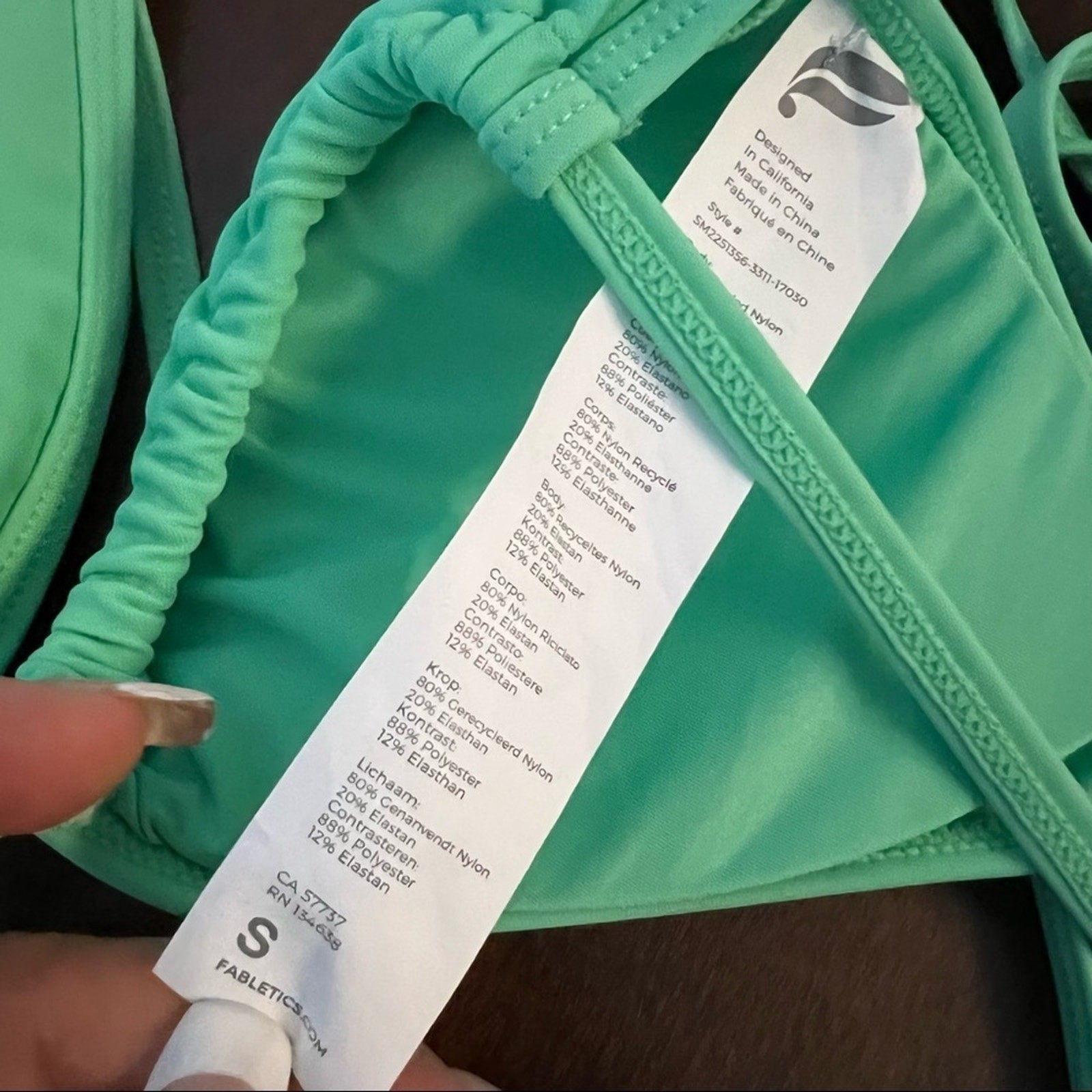 NWT Fabletics Triangle String Bikini Set Green Y2… - image 7