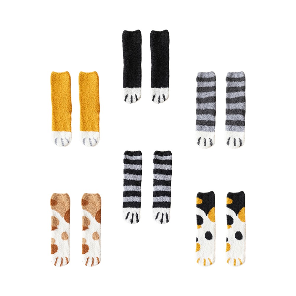 SAOLA 6 Pairs Chaussettes De Sol Griffe Chat Fille Bébé Mignonnes Douillettes