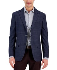 Tommy Hilfiger Mens Modern fit Sport Coat Blazer Regular fit Navy Blue Plaid