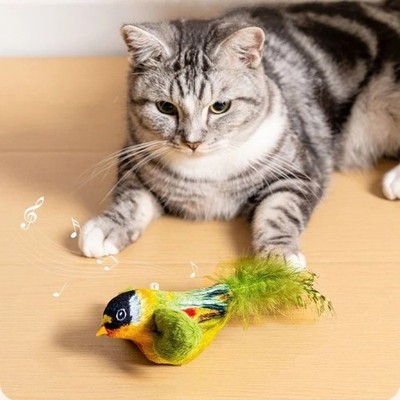 Interactive Bird Cat Toy with Sound, Wall-Mounted Hunting Toy