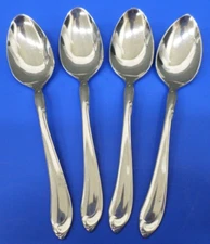 4 - Oneida Oneidacraft Deluxe SHASTA Glossy Stainless FIVE O'CLOCK TEASPOONS
