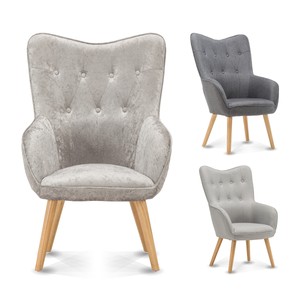 Wingback Occasional Accent Bedroom Chair Silver Crushed Velvet Image Is Loading Wingback Occasional Accent Bedroom Chair Silver Crushed Velvet