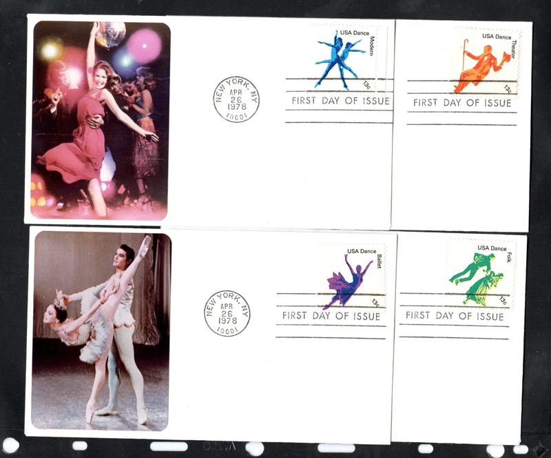 Lot 5 #1749-52 American Dance FDC Photo Cachets
