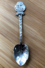Vintage Israel Souvenir Spoon 800 Coin Silver Tower of David Citadel Leaf Bowl