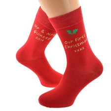 Personalised Our First Christmas Socks in Both Mens and Ladies X6N720