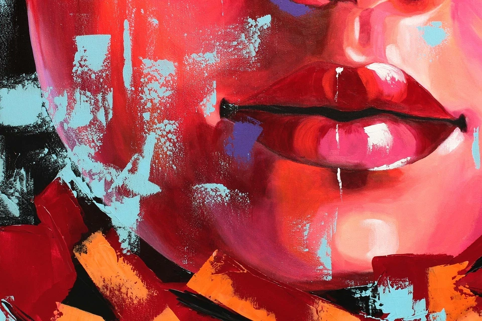 ORIGINAL Acryl Bild Gemälde Frau Abstrakt Malerei Kunst Modern Erotik HANDGEMALT - Bild 2 von 4