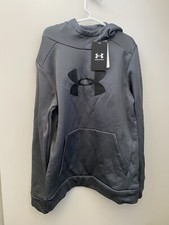 Under Armour Pullover Hoodie Black Boys Youth Medium Grey/Black
