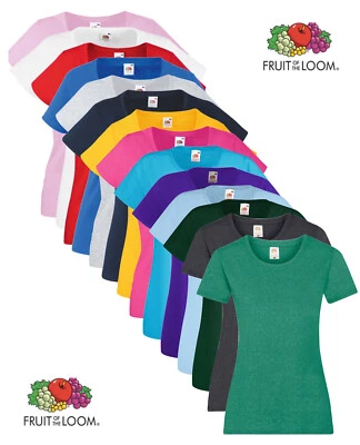 Womans Fruit of the Loom Plain Cotton Ladies Fit Crew Neck T-Shirt Tee shirt - image 1 of 4