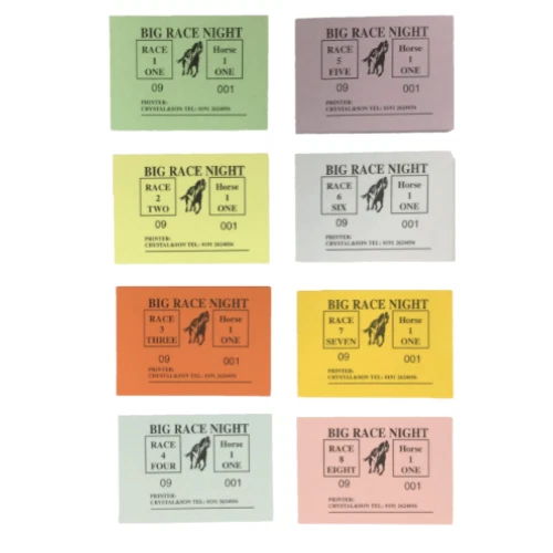 RACE NIGHT BETTING TICKETS 100 TICKETS 8 HORSES 8 RACES