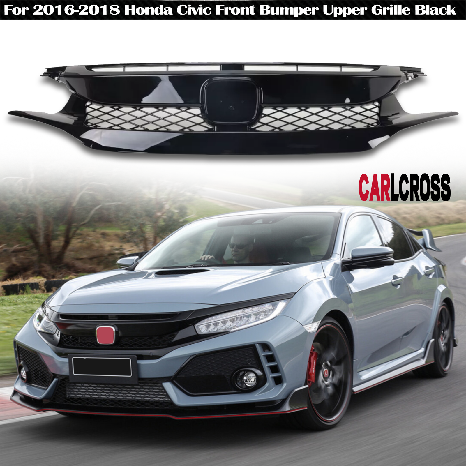 2016-2018 Honda Civic Mesh Front Grille OEM Style Replacement