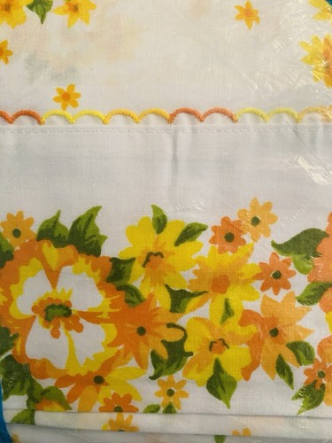 Vintage NOS Grants Orange Floral Double Full Flat Bed Sheet No Iron Muslin New - Picture 4 of 11
