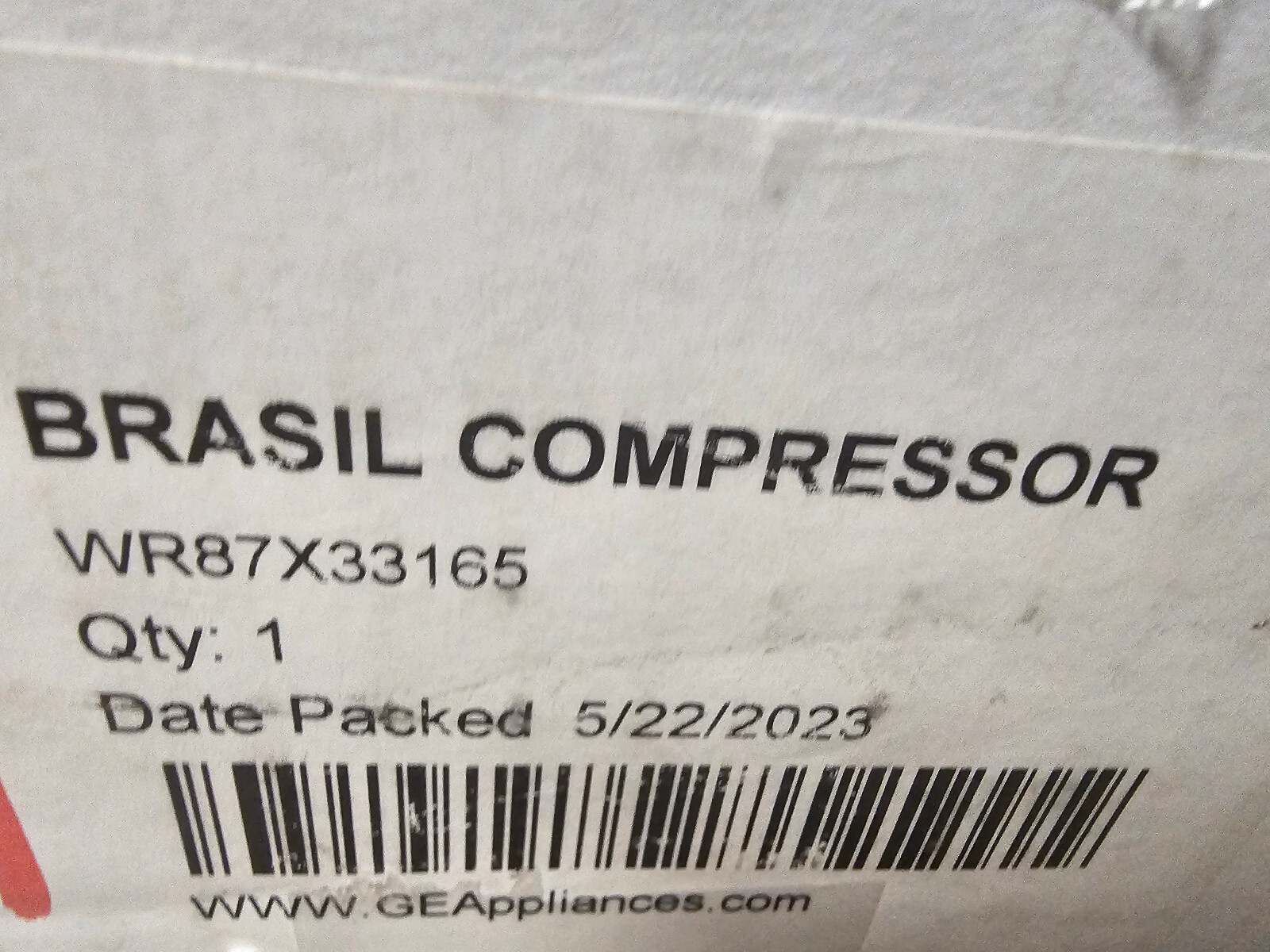 BRAND NEW!! WR87X33165 GE REFRIGERATOR COMPRESSOR