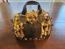 Wine CORK CAGE STORAGE Decorative Purse Metal Handbag Corks included