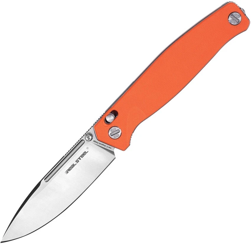 Cuchillo Plegable Real Steel Huginn Slide Lock 3.66" VG-10 Hoja de Acero Naranja G-10 Foto 3 de 4