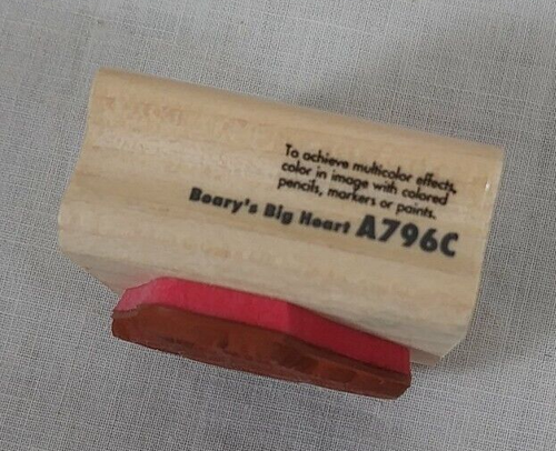 Beary's Big Heart (A796C) wood block rubber hand stamp by Rubber Stampede - Picture 3 of 8