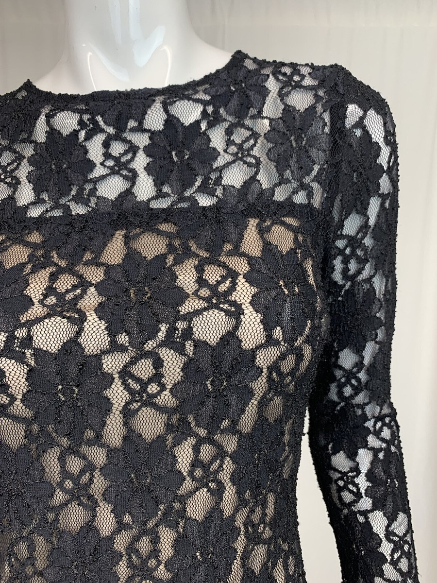 zara black lace long sleeve dress Zara Long Sleeve Maxi Lace Dress Black Size M