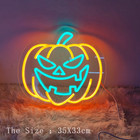 Glow Pumpkin & ghost Neon LED Sign - Spooky Horror Halloween Lantern Wall Decor
