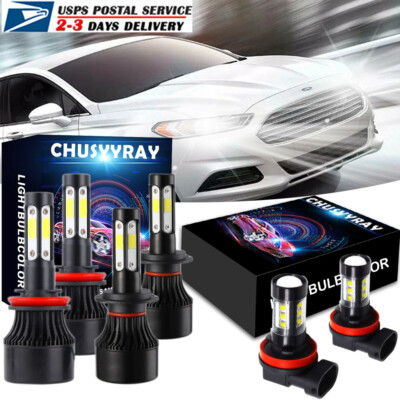6000K LED Headlight High&Low Beam Fog Light Bulbs Kit For Ford Fusion 2006-2016