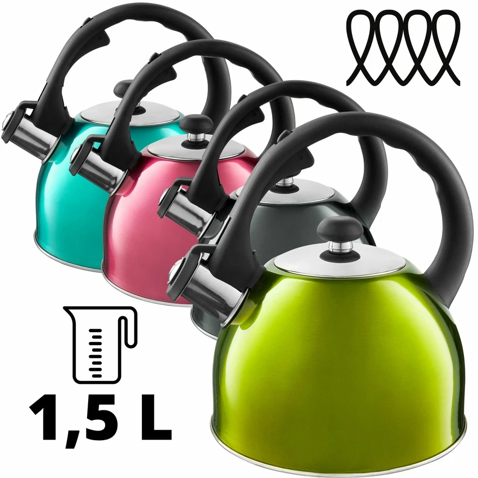 Flötenkessel Pfeifkessel Wasserkessel Wasserkocher Teekessel Induktion 1,5 Liter