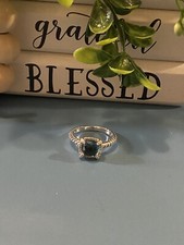 David Yurman Sterling Silver Hampton Blue Diamond Ring Size 8