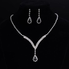 Necklace Earrings Set Crystal Jewelry Set Rhinestone Choker Necklace for Women