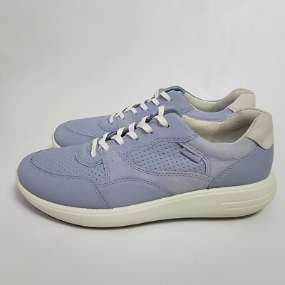 Ecco Soft 7 Runner Womens Comfort Light Blue Leather Athletic Sneakers Sz 8/ 39M