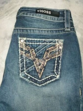 NWOT VIGOSS HERITAGE FIT CAPRI JEANS SIZE  2 ... BLING!! WOW!!!
