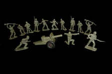 TIM MEE TOY 70mm American GI's 13 in 9 poses w/cannon MARX plastic toy soldiers