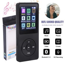 16GB MP3 Player mit Bluetooth 5.0 HiFi Verlustfreier Ton MP3 Musik 1.8" FM Radio