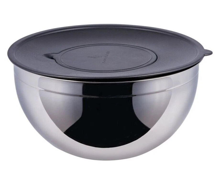 Stainless Steel Mixing Bowl with Splash Proof Lid [10.2" width, 6.1-qt]