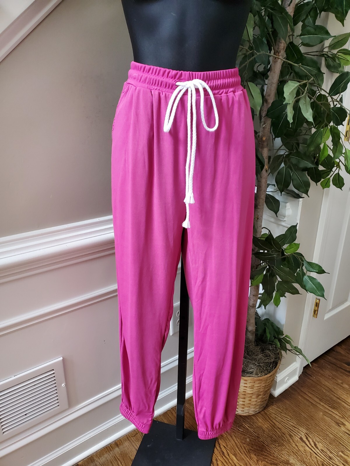 Women's Solid Pink Polyester One Shoulder Off Top… - image 3