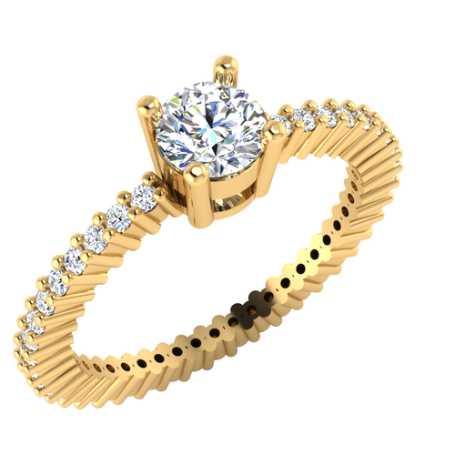 0.75 Ct Natural Round Diamond Anniversary Wedding Ring 14K Yellow Gold Size 5