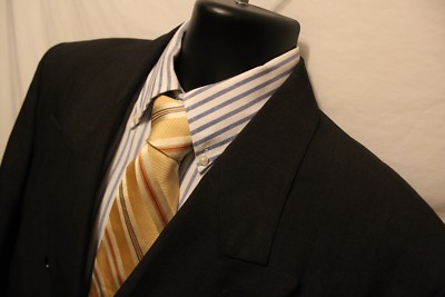 Mens Gino Cappeli Charcoal Gray Double Breast Blazer Sportcoat Sz 44L Polyester