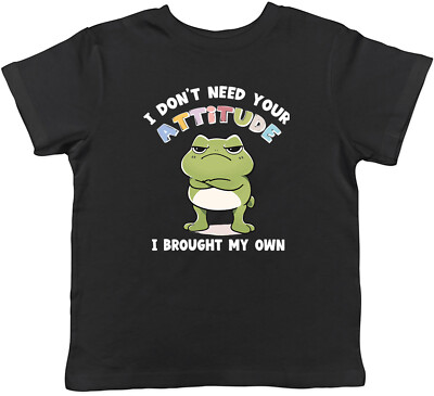 I Don't Need Your Attitude Kinder T-Shirt lustig Frosch Haltung Kinder Jungen Mädchen