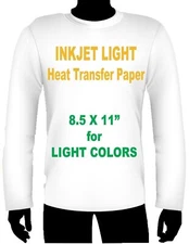 INK JET HEAT IRON ON TRANSFER PAPER LIGHT 8.5 X 11 -2 SHEETS