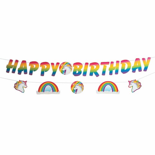 Unicorn Happy Birthday Garland, Party Decor, 2 Pieces - 第 2/2 張圖片