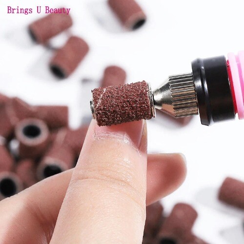 100Pcs/Bag 80/120/180 Grit Nail Sanding Bands Nail Drill Bit Sand Band Grit File - Bild 22 von 29