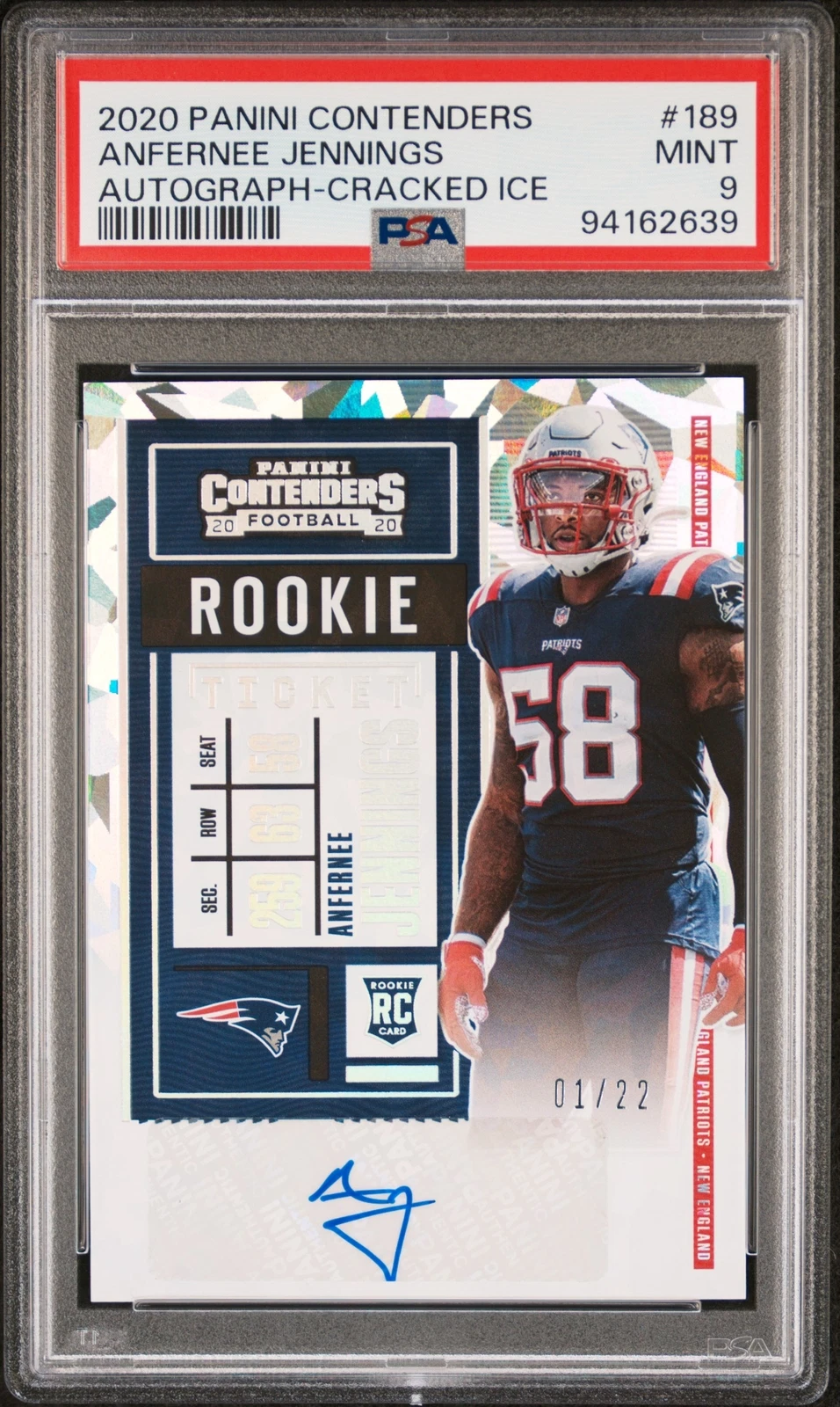 Anfernee Jennings Panini Contenders #189 Autograph Cracked Ice