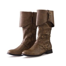 DUNHAO COS Men's Faux Leather Medieval Boots Viking Pirate Costume Boots...