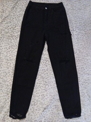 Damen Jeanshose Gr XS Schwarz mit Rissoptik